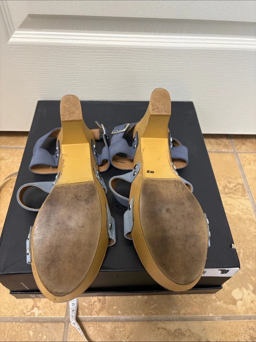 Report Two-Tone Blue Suede Platform Sandals